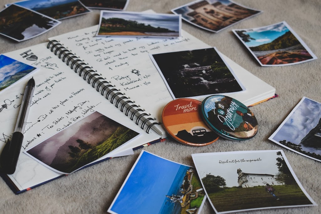 Handwritten Journal with photos around the table